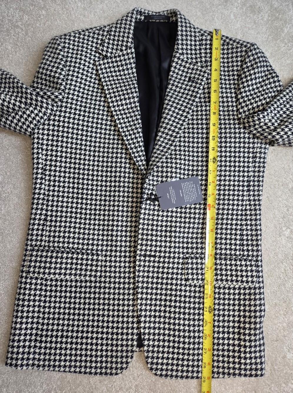 Men's Houndstooth Blazer in Black & White 39Regular - Picture 8 of 9